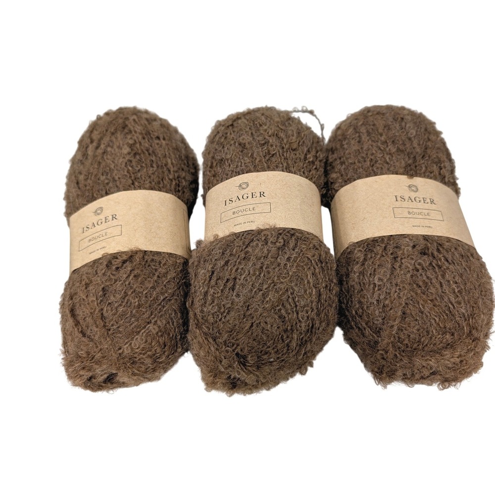 Isager Eco Boucle 100% Alpaca Yarn 3 Skeins Color E8S Brown 50g 175m Peru